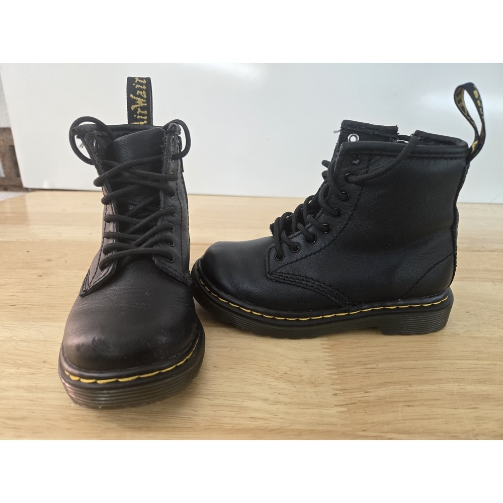 Doc Dr Martens Boots 1460T Black Leather Combat Unisex‎ Toddler Size 8